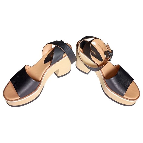 Paloma Barcelo Sandals Platform Heels Ultra High Ankle Strap Black Womens 41/ 11 - Picture 6 of 10